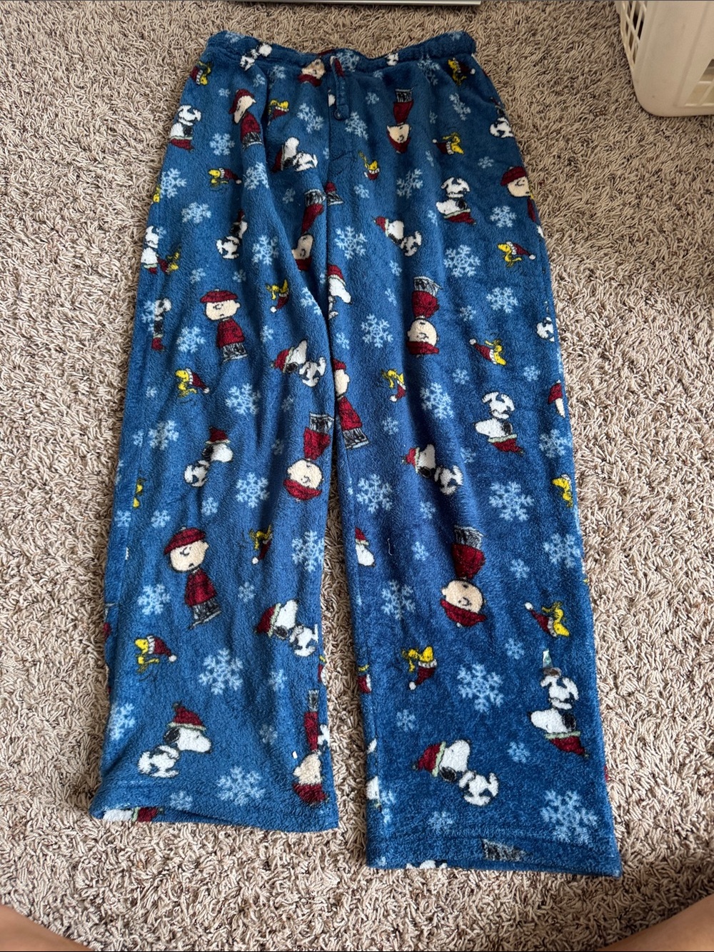 Peanuts Blue Holiday Fleece Pajama Pants with Snoopy & Woodstock